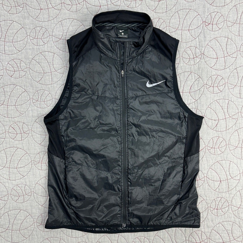 Nike Aeroloft Polyfil Running Vest Black Full Zip 689475-010 / Mens Medium